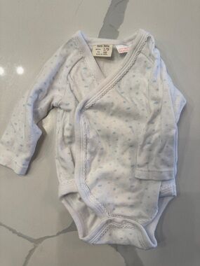 Zara White Baby One-Piece Bodysuit with Light Blue Stars
